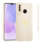 ESONG Fashion Case for Huawei P30 lite/Honor 20S/Huawei nova 4e,Shockproof Protective Soft Flexible Silicone TPU Bumper Cover with Cute Love-heart Pattern/Wrist Strap,for Girls/Women Ladies-White