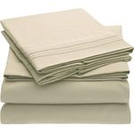 Mellanni Queen Bed Sheets - Hotel Luxury Bedding Sheets & Pillowcases - Extra Soft Cooling Bed Sheets - Deep Pocket up to 41 cm - Easy Care - Wrinkle, Fade, Stain Resistant - 4 Piece (Queen, Sand)