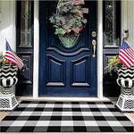 EARTHALL Buffalo Plaid Outdoor Rug 27.5x43 Hand-Woven Front Door Mat, Machine Washable for Outdoor, Layered Mats for Front Porch/Farmhouse, Decor, Spring