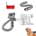 Groom Tool Pet Vacuum Attachment, TEPULAS Animal Dog Vacuum Brush Compatible with Dys0n V15 V12 V11 V10 V8 V7 Vacuum Cleaners with Trigger Lock and Extended Vacuum Hose for Medium Large Pets