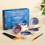 Nestasia Multicolor Set of 6 Mandala Ceramic Side Bowls and Chopsticks for Serving Noodles, Ramen, Snacks, Soups or Curries (1 Set of 6 Bowls of 250 ml Each) | Diwali Gift for Friends & Family