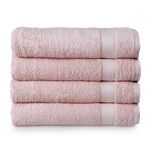 Welhome Basic 100% Cotton Towel (Blush)- Set of 4 Bath Towels - Quick Dry - Absorbent - Soft - 434 GSM - Machine Washable