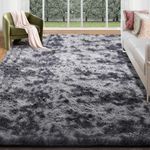 Cinknots Area Rugs Fluffy Carpet Modern Living Room Bedroom Baby Nursery Dorm Soft Non-slip Carpet Large Modern Indoor Shaggy Carpet Room Home Décor (Black Gray, 6.0'x 6.0'（185 * 185cm）)