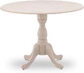 East West Furniture DMT-ABC-TP Dublin Kitchen Dining Table - a Round Wooden Table Top with Dropleaf & Pedestal Base, 42x42 Inch, Wirebrushed Buttercream