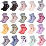 IDALOP Women's Colorful Athletic Crew Socks Casual Soft Quarter Retro Striped, 20-Packs