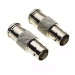 BNC Socket To TV Coax Female Plug Adaptor, 50 Ohm, Nickel Plated Brass Body - Female Jack Adapter, Coax Adaptor 2, Coaxial Adapters For Wi-Fi Radios External Antenna Connector - Pack Of 2