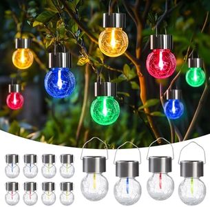 PATIOPIA Hanging Solar Lights Outdoor,New Upgraded Moving Led Beads,Solar Powered Waterproof Lighting,12 Pack Hanging Globe Solar Lights for Garden Yard Fence Christmas Decoration (Multiple Colors)