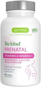 Advanced Prenatal Methylated Multivitamin, Clean Label, with Bioavailable Folate, Calcium, Choline, Magnesium & Gentle Iron, Complete Vegan Pregnancy Vitamins for Women, 60 Tablets, by Igennus