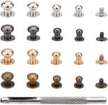 PH PandaHall 64 Sets 4 Colors Button Studs, 7 8 9 10mm Metal Studs Rivets Screwback Spots Metal Nail Rivet Studs for DIY Leather Craft Belt Purse Handbag, Antique Bronze/Gunmetal/Platinum/Golden