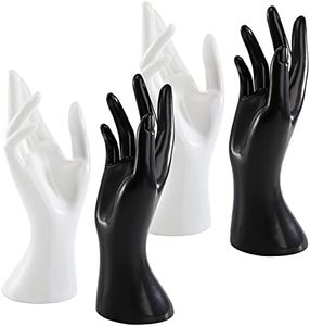 Okllen 4 Pack Female Mannequin Hand, Hand Ring Display Stand Jewelry Organizer Bracelet Bangle Necklace Holder for Hand Chain, Finger Ring, Glove, White & Black, Right Hands