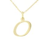 Lucchetta - 9ct Yellow Gold Letter O Initial Name Pendant Necklace 17.7 inch (45cm), Ladies Womens Girls Italian Alphabet Necklaces Made in Italy Certified