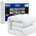 Utopia Bedding Quilted Mattress Topper, Mattress Protector, Cover Quilted Pad Soft Breathable, Deep Fitted Elastic, Double 135 x 190 + 38 cm, White