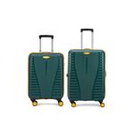 Aristocrat Airpro Plus 2 Pc Set Cabin 55Cm(Small) Check-in 66Cm(Medium) 8 Wheel Spinners Trolley Bags for Travel Hard Case Luggage, Lightweight Bag with TSA Lock & Anti-Theft Zipper(Green)