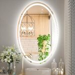 Keonjinn 24 x 36 Inch Oval LED Bathroom Mirror with Lights 6000K Front Lighted Makeup Mirror Memory Function Dimmable Defogging Wall Mounted Vanity Mirror