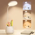 One94Store 3 Colour Mode LED Study Table Desk Lamp with Pen Holder, 6 Hrs Backup (Plastic, White, Pack of 1)