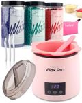 Freshine Pro Digital Wax Pot Kit Waxing Kit Non-stick Pot Warmer Heater 600g Hard Wax Beads Beans Small Wax Warmer Silicone Melting Bowl Paperless Depilatory Pink(600g Bowl Wax Kit)