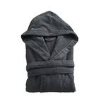 Turkish Cotton Terry Towelling Hooded Bathrobe Dressing Gown for Men and Women Soft and Highly Absorbent (Gunmetal Grey, Small - Chest 39"-42")