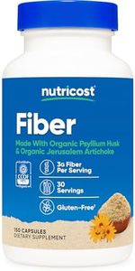 Nutricost Fiber Capsules - CCOF Certified Supplement, Made with Organic Psyllium Husk & Organic Jerusalem Artichoke, Gluten Free, 3 G Per Serving