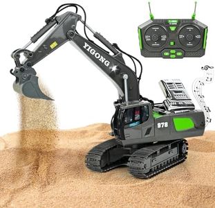 Ulikey Excavadora Teledirigida para Niños, Excavadora de Orugas RC, Excavadora RC con Pala, Sonido y Luz, Vehículo de Construcción de Juguete Niños 3-8 Años, Regalo de Cumpleaños de Navidad (Verde)