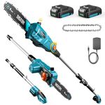SEESII 8-Inch Electric Pole Saws: 21V Cordless Pole Saws for Tree Trimming, 15-Foot Max Reach, Auto Oiling, Tree Trimmer with 2x2000mAh Battery & Fast Charger, Tree Saw Ideal for Pruning Branches