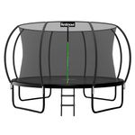 Bestmate 12FT Outdoor Trampoline for Kids Adults, ASTM Approved Backyard Large Trampolines with Safety Net and Ladder(Black)