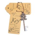 Aokbean Bulk 100 Rose Flower Shaped Keys Wedding Favors Gift for Guest Bulk Skeleton Key Bottle Opener with Card and Chain for Rustic Party Bridal Showers Decorations (Copper)