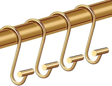 CHICTIE Gold Shower Curtain Hooks Rings , Decorative Rings for Bathroom Rod , Set of 12 Premium Rust-Resistant Metal Hangers T Shaped Design…