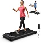 Costway Under Desk Treadmill w/120 kg Capacity, 2 in 1 Walking & Jogging Machine, Portable Walking Treadmill w/Manual Adjustment Slope & Remote Control & LED Display for Home, Office (Black)