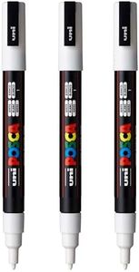 posca PC-3M Water-Based Paint Markers, Reversible Fine Tip (0.9-1.3mm), White, 3 Count