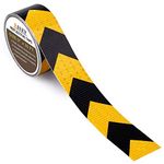 Breewell® 2" X 5 Miter Reflective Safety Hazard Warning Tape Waterproof Yellow Black - High Intensity Reflector Tape for Outdoor Steps