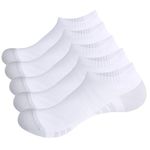 YUEDGE Women's Ankle Socks Breathable Low Cut Casual Socks Thin Lightweight Cotton Socks for Women Size 6-10, White, 5 Pairs