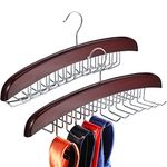 Jetec 2 Pieces Tie Rack Tie Hanger 24 Hooks Wooden Tie Rack Hanger for Closet 360 Degree Rotating Belt Holder Tie Organizer for Men Women Bras Tank Tops Camisoles(Coffee)