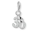 Thomas Sabo Women Charm Pendant Number 30 Cloverleaf Zirconia Charm Club 925 Sterling Silver 1237-051-14