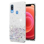 Compatible with Samsung A40 Transparent Glitter Bling Bling Case for Samsung Galaxy A40 Cover Soft Silicone Slim Case Pink Luxury Glossy (Samsung A40, Transparent)