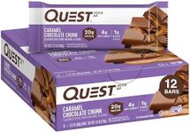 Quest Nutrition Caramel Chocolate Chunk Protein bar, High Protein, Low Carb, Gluten Free, Keto Friendly, 12Count