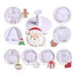 Growtail 8Pcs Christmas Cookie Cutters Biscuit Cutter Embossing Mold Fondant Stamper Set