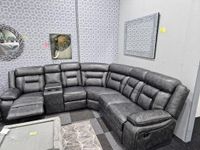 Electric Recliner Corner Sofa In Elephant Grey - Corner Sofa - Leather Sofa - Leather Corner -