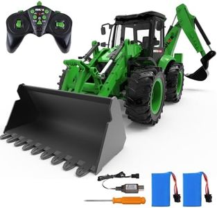 Fisca Remote Control Front Loader RC Backhoe Excavator, 1/14 Scale 2.4Ghz RC Construction Vehicle 9 Channel Full Functional Toy with Sounds & Lights for Kids Age 8 9 10 11 12 Year Old