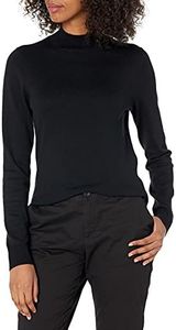 Amazon Essentials Women's Lightweight Mockneck Sweater (Available in Plus Size), Black, Medium