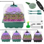 Seed Starter Tray with Grow Light, 5 Pack 60 Cells Thicken Seed Starter Kit with Adjustable Humidity Domes and Heightened Lids, Plant Germination Trays for Seeds Growing Starting