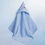 haus & kinder Hooded Wrapper for New Born Baby - Baby Hooded Bath Towel for Baby for 0-2 Years, 100% Cotton Terry Hooded Towel for Baby, 550g Cap Towels for New Born Baby, Ship Design 75 * 75cm, 1Pc