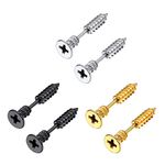 U7 6Pcs Screw Punk Earrings, Men Women Stainless Steel Personalized Spike Rivet Nail Earrings, Piercing Stud Earrings Set