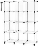 12 Cube Storage Shelf, Storage Bookcase Bookshelf with Metal Hammer, Storage Cubes Organizer Cabinet for Kids, Closet, Bedroom, Bathroom, (11.8x11.8x11.8 inch), Transparent