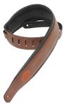 Levy's MSS2-BRN 2.5 inch Padded Guitar Straps with Garment Leather Back and Signature Logo - Brown