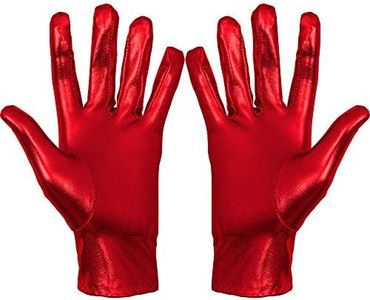 Skeleteen Metallic Red Costume Gloves - Shiny Red Superhero Evening Stretch Dress Glove Set for Men, Women and Kids