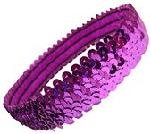 Kenz Laurenz Sequin Headbands Elastic Stretchy Headband for Girls Kids Women Flapper Roaring 20s Great Gatsby 1920s Hair Band Cute Princess Head Bands (Purple)