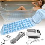 WuXQuuzlh 200W Bubble Bath Spa Mat, Home Surfing Massage Bubble Bath Mat, 6-Speed Adjustment, 55 Decibels, Inflatable Pillow & Remote Control, 43.31x14.57in Non-Slip Massage Mat for Home Bath Spa