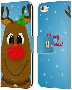 Head Case Designs Rudolph Jolly Christmas Characters Leather Book Wallet Case Cover and Matching Wallpaper Compatible with Apple iPhone 6 / iPhone 6s