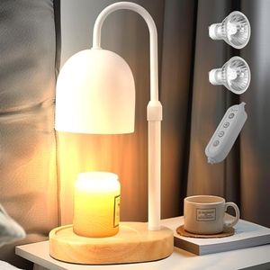 Candle Warmer Lamp with 2 Bulbs Electric Candle Warmer with Timer & Dimmer for Home Decor Wax Melt for Small Large Size Jar Candles Retro (white2)