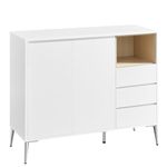 VASAGLE Sideboard, Storage Cabinet, with Doors and Height Adjustable Shelf, 3 Drawers, Open Compartment, Modern, 40 x 103.5 x 85 cm, for Living Room, Kitchen, Study, Cloud White BBK273W21